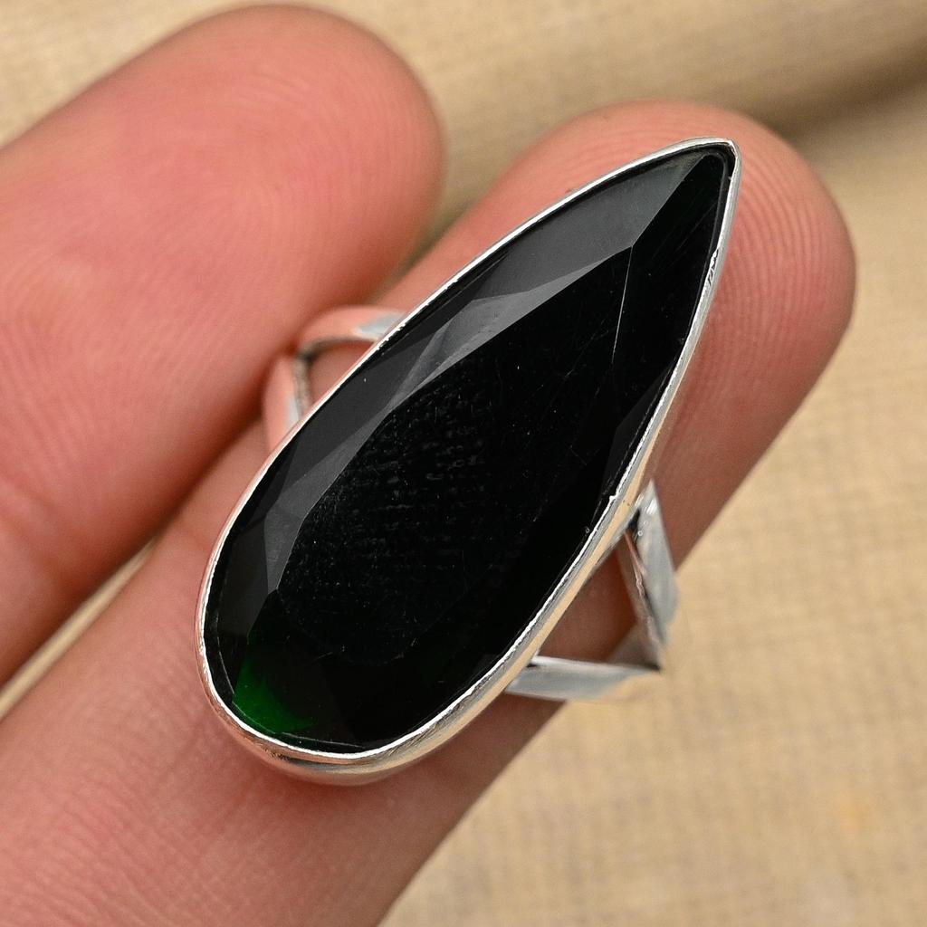 Chrome Diopside Gemstone Handmade 925 Sterling Silver Ring Jewelry For Christmas