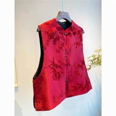 Early Spring Embroidered Vest Vest Women Spring and Autumn Button Little New Year Mom Elegant Vest Top