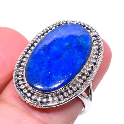 Natural Lapis Lazuli Gemstone Handmade 925 Solid Sterling Silver Ring S.7 H2B62