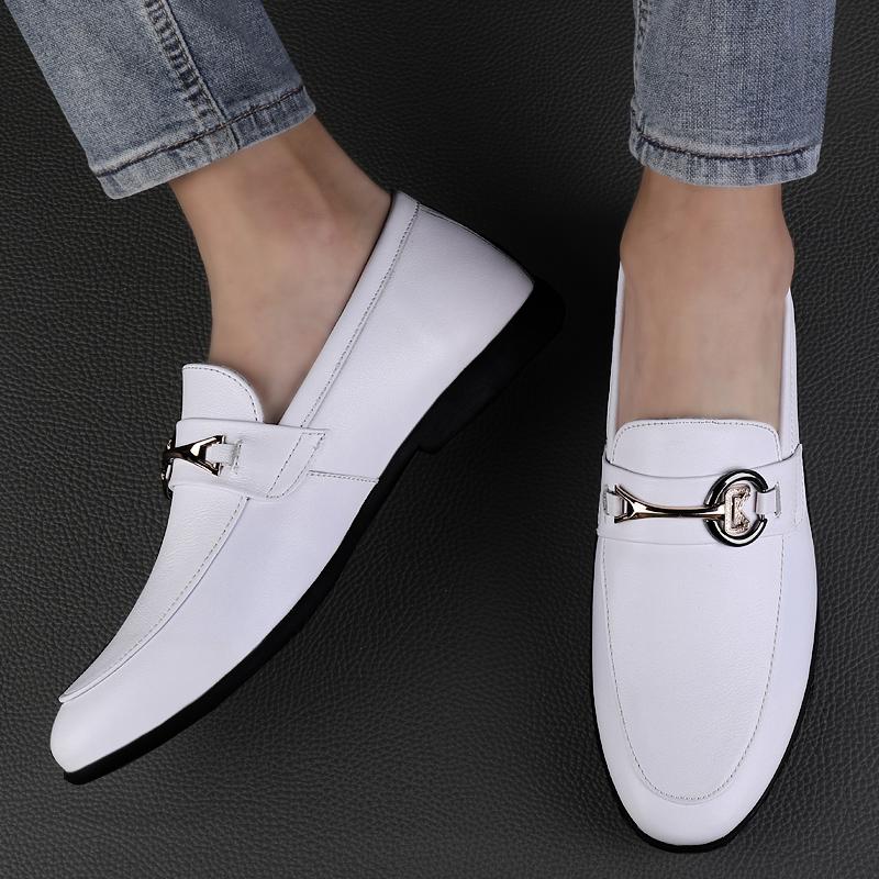 Fashion Genuine Leather Men Shoes Casual Brand Formal Mens Loafers Moccasins Italian Breathable Slip On Male Boat Shoes New Men Flats