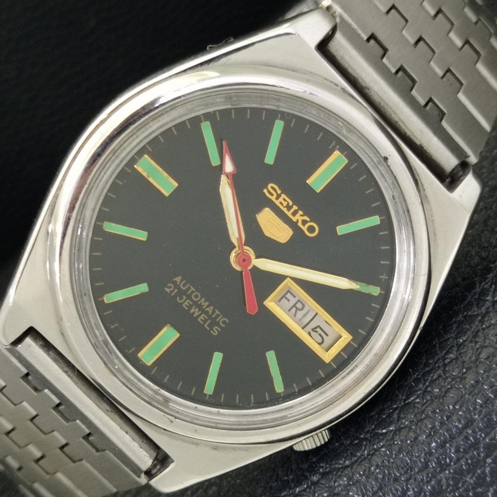 GENUINE VINTAGE SEIKO 5 AUTOMATIC 7019A JAPAN MENS BLACK DIAL WATCH a701903-5 R207-a701903