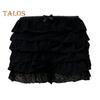 Women Summer Shorts Multi-layered Scattered Hem Ruffle Lace Trim Beach Shorts Lolita Style High Waist Ultra-short Shorts Daily Wear Sleep Shorts