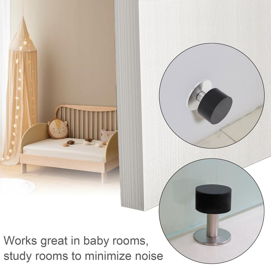 Floor Mount Heavy Duty Door Stopper Sound Dampening Includes Stickers Expansion Bolts Universal Home Office