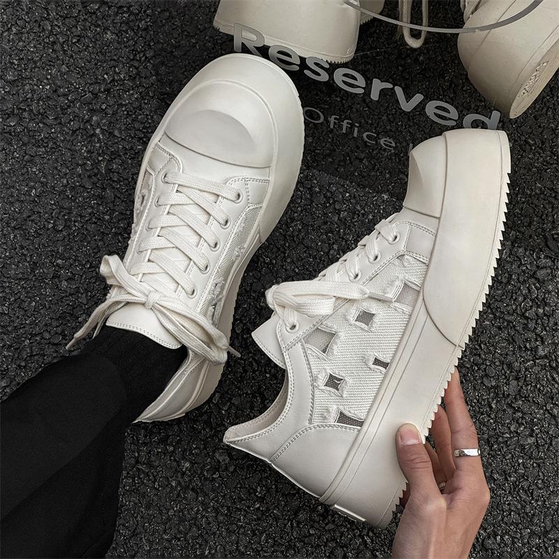 

2025 autumn new plaid leather white shoes men s shoes versatile casual board shoes tide 45455-35355-J 38 белый