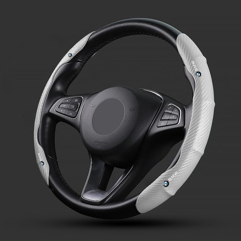 2Pcs Car Steering Wheel Cover Carbon Fiber Sports Ultra-thin Non-slip Card Cover For Bmw M Performance M3 M5 M6 F01 F20 F13 F30 F34