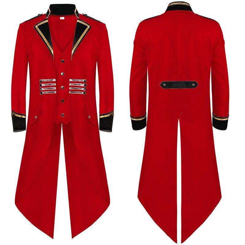 [Hot Sale] European and American Medieval Retro Coat Cosplay Costume Men's Mid-Length Punk Retro Tailcoat.