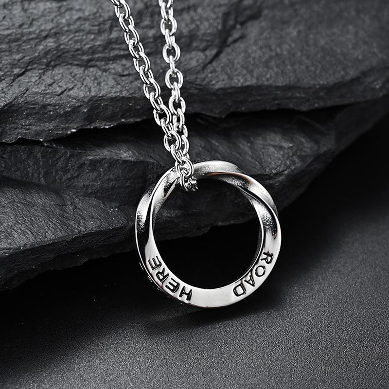 Mobius Necklace Women Men Vintage Simple Copper Color Hollow Circle Pendant Stainless Steel Chain Hip Hop Punk Jewelry Male Gift