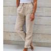 Mid Waist Elastic Waist Solid Color Cotton and Linen Casual Pants  Women’s Trousers