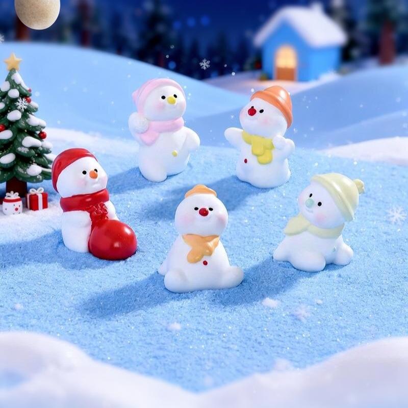 6Pcs Christmas Mini Snowman Ornaments Hand-painted Cute Xmas Hanging Decor for Tree Home Holiday Party Gift