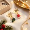 Fashion Jewelry for Holiday Season 1 Pair Christmas Earrings, Sparkling Snowflake Red Santa Hat Green Comfortable Daily Wear Stocking Dangle