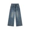 Women's High Waist Wide Leg Denim Jeans, Winter Plus Velvet Thickened, Retro Blue Slimming Long Pants
