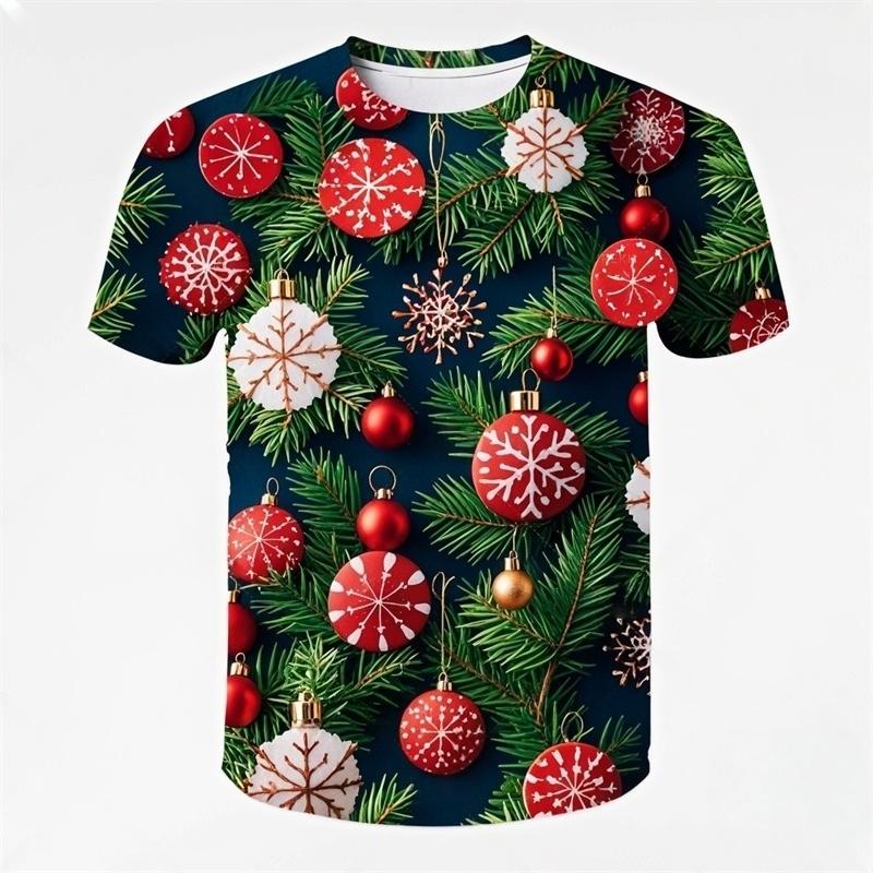 3D Print Santa Claus Christmas T-Shirt Short Sleeve Children's Holiday Celebration Clothing for Boys And Girls Kids' T-shirt