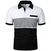 High End Men's Top Spring Summer Short Sleeved Casual Sports Comfortable Loose Breathable Stripe Contrasting Color T-shirt Polo Shirt Yasheng
