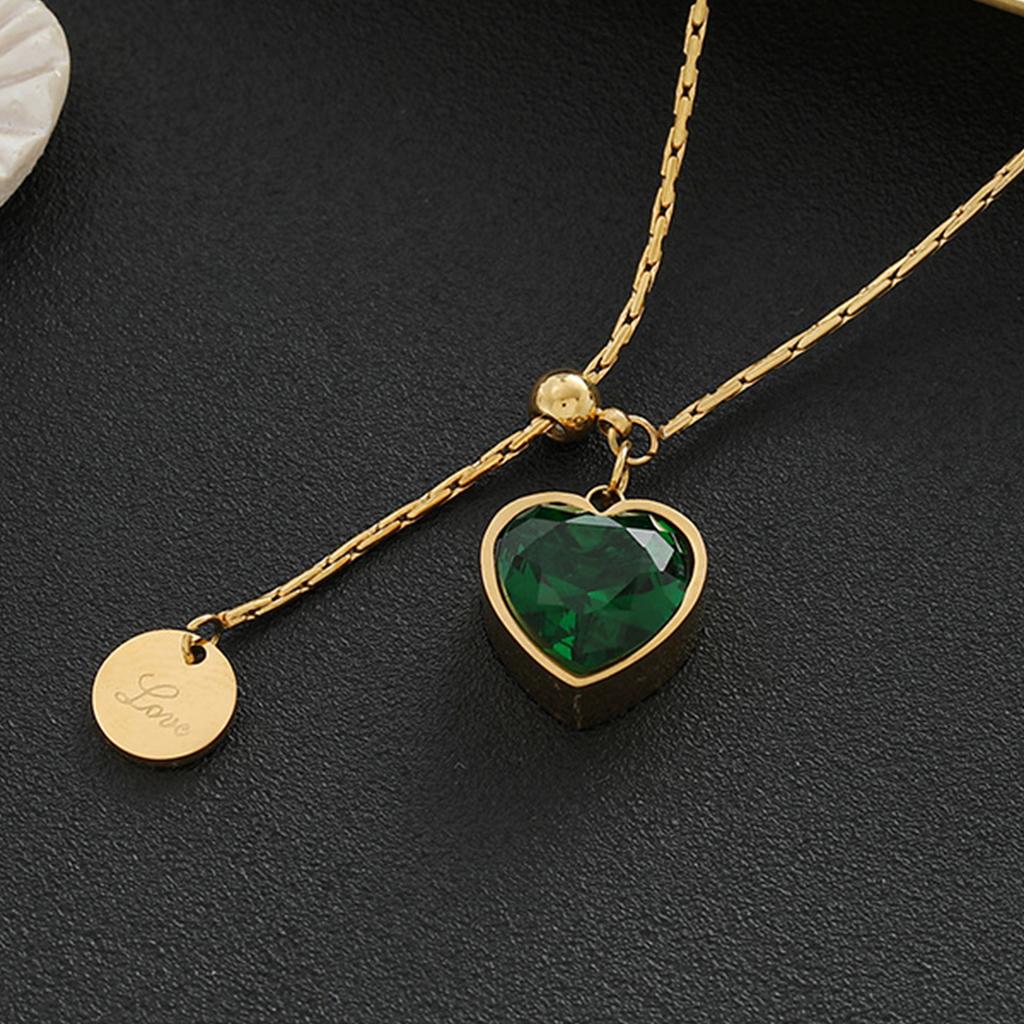 A Love Stainless Steel Necklace, Women'S Y-Shaped Pendant Necklace, Clavicle Chain Can Be Adjusted, Suitable for Daily, Party Wear