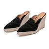 Pantofole da Casa alla Moda Scarpe con Plateau Punta Appuntita Tacchi da Donna a Zeppa Med Morbide Copertura Alta Cinturino con Fibbia Tessuto Elastico TPR Quadrato Sexy