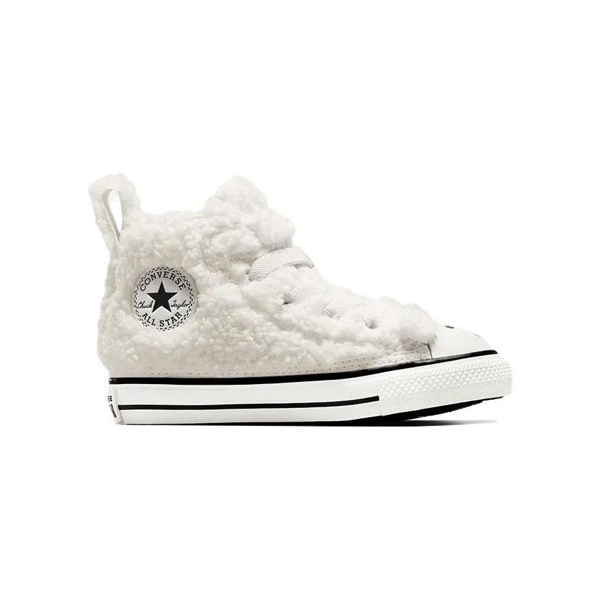 Converse Chuck Taylor All Star Easy-On High TD Teddy Bear Baby Sneakers White Egret Vintage-White A07960C