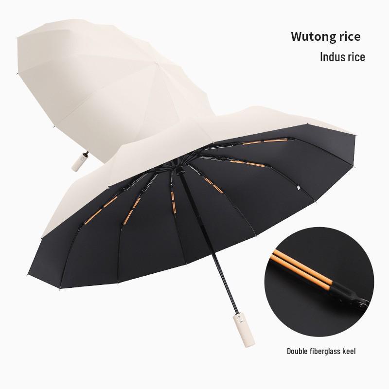 Men's XL 10-Rib Dual-Use Automatic Folding Umbrella for Sun & Rain