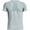 Under Armour Rush Solid Back Mesh Crew Neck Short Sleeve T-Shirt Women Tops Harbor-Blue 1379043-465