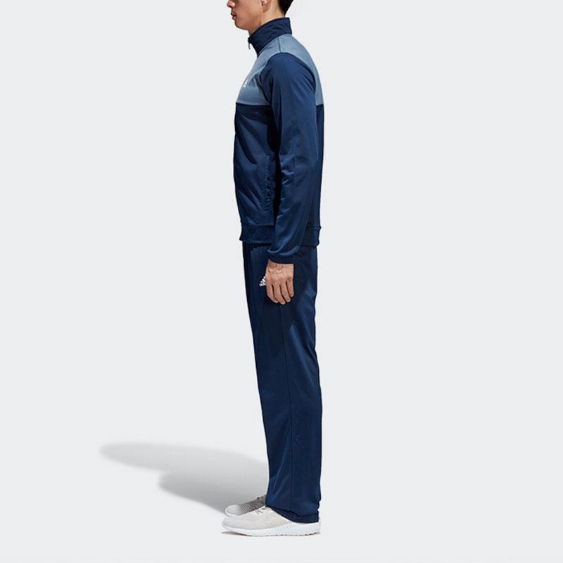 Adidas Tracksuit Color Block Stand Collar Zip Up Jacket And Straight Leg Pants Casual Sports Set Men Tracksuits Dark-Blue CD6603