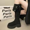 Overknee-Stiefel für Damen 2025 neuer Herbst und Winter, kleine Personen erhöhen ihre Körpergröße, und zwei tragen gefaltete Maillard-Stiefel, lange Stiefel.