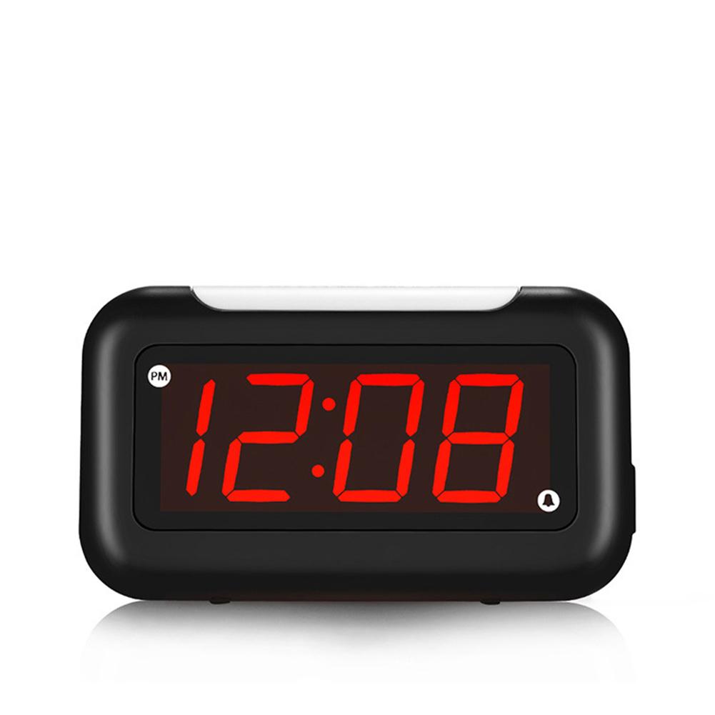 Bedroom Led Digital Display Alarm Clock Usb Rechargeable Adjustable Volume Multipurpose Dimming Night Light Electronic Clocks Black#0