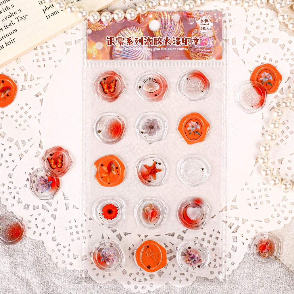 18pcs/20pcs Bag Wax Seals Stamp Sticker for Kid Vintage European Style Candy Color Sticker for Children DIY Decroative Scrapbook
