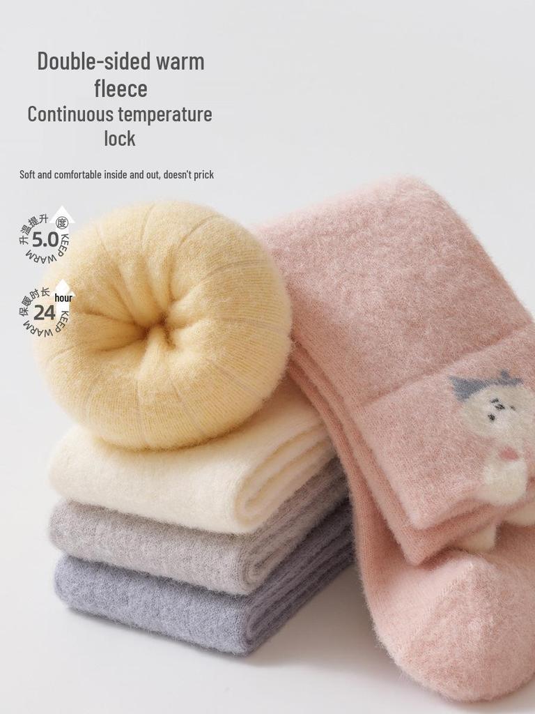 25 Years No-Bone Winter Fleece-Lined Thick Baby Over-the-Knee Socks - Warm, Newborn A-Class High-Top, Non-Tightening