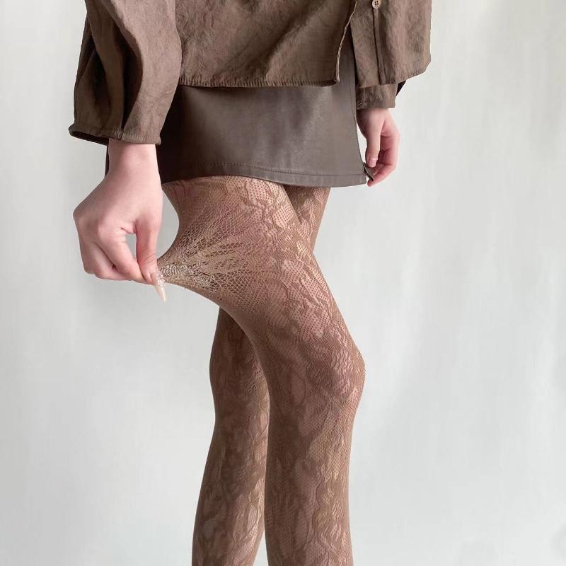 Damen Sexy Blumenstickerei Netz Aushöhlen Seidenstrümpfe JK Fischernetz Strumpfhose Coole Mädchen Farbige Hipster Harajuku Strumpfhose