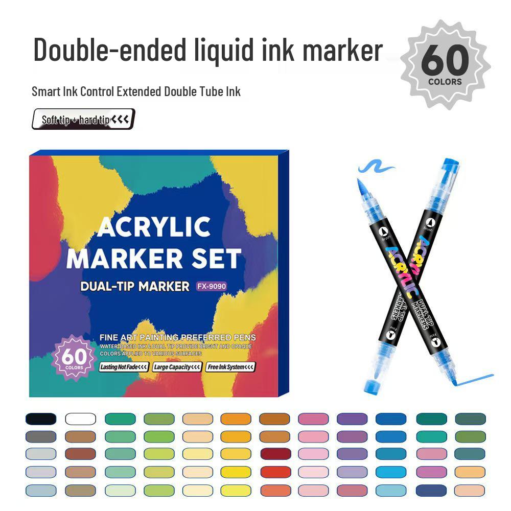 Doppelspitzen-Flüssigacryl- und Aquarellstift-Set für Glasmalerei - Wasserdicht, Weiche & Harte Spitzen