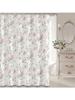 Pink And Sage Green Floral Vintage Shower Curtain,Cottage Core Cotton Shower Curtains For Bathroom,72Wx72H