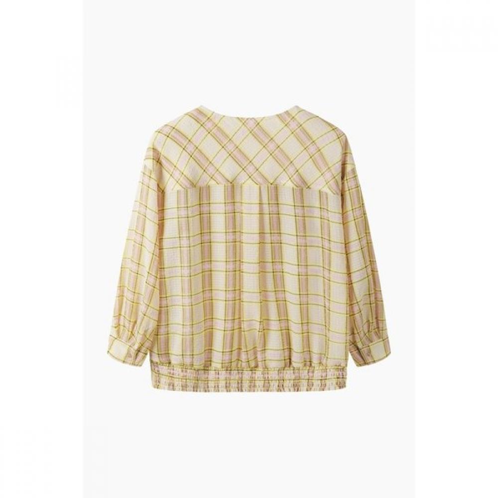 Benetton Smoking Hem Check Sheer Blouse Babl96631