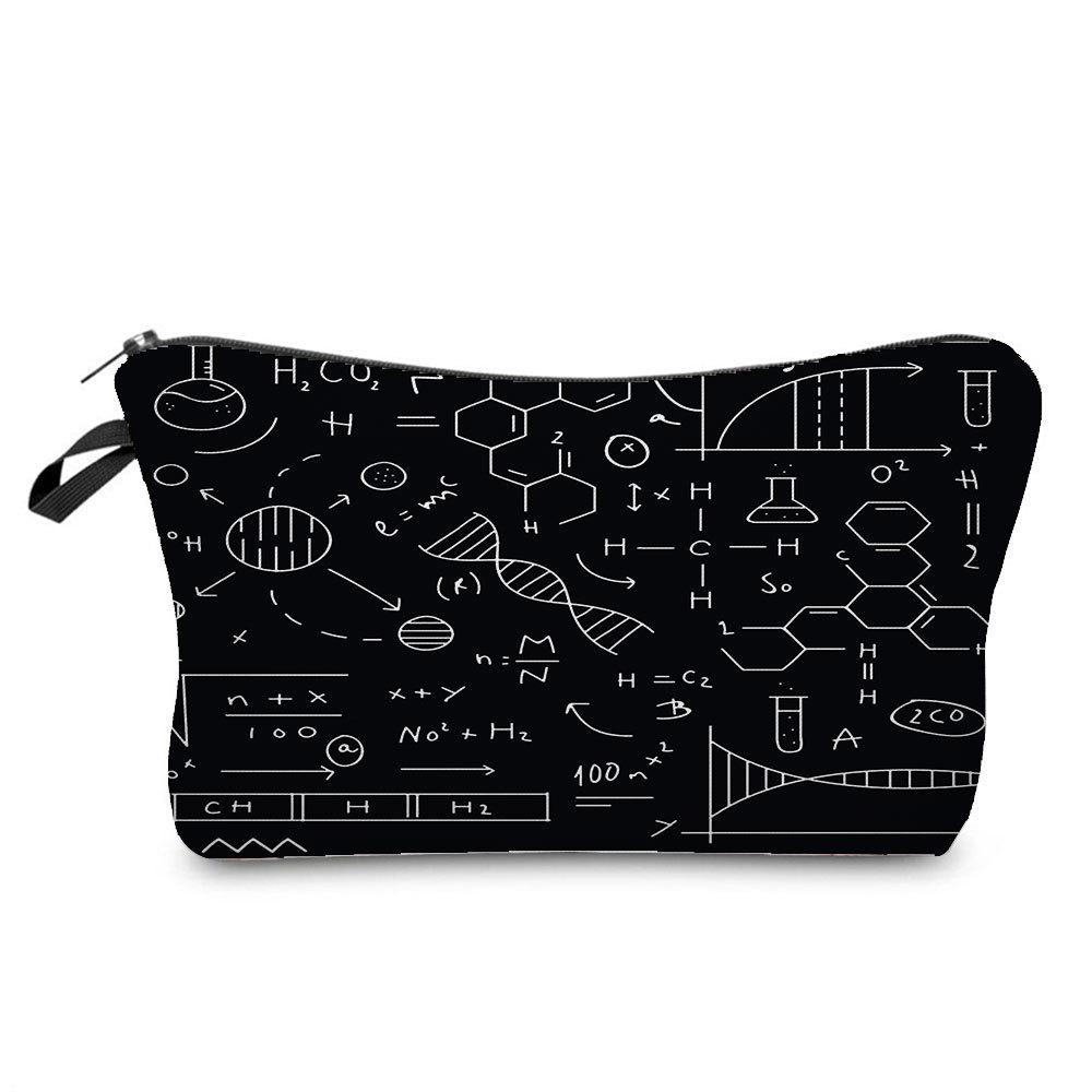 Women Chemical Physics Formulas Print Cosmetic Bag Toiletries Organize Travel Storage Case 6768