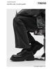 Men's British Style Height Increasing Derby Shoes - Black Leather, Thick Sole, Casual or Wedding Wear