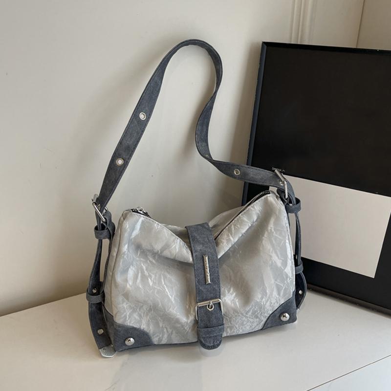 

Yogodlns Vintage Luxury Design Fashion Handbags Aesthetic Patchwork All Match Shoulder Bag Casual Streetwear Trendy Crossbody Bags 28x11x21cm чорний