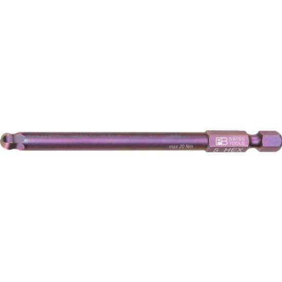 PB Swiss Tools Hex E6 Series Ball Point Long Bit for 5mm Hex 1/4" Sockets, E6L.212/5