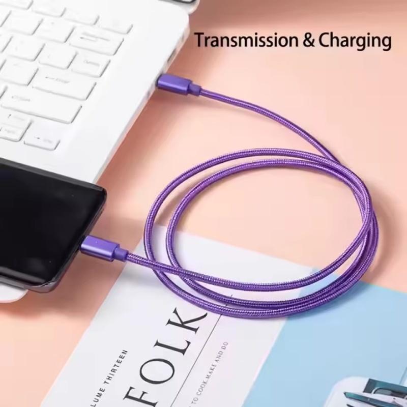 66W 5A USB C To Type C Fast Charging Data Cable USB Type C To Type-C Nylon Braided Quick Charge Charger Adapter Cable 1m 2m 3m