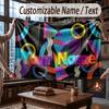 Abstract Geometric Theme Throw Blanket Custom Name Text Personalized Blanket Soft Cozy Blanket for Home Sofa Bed