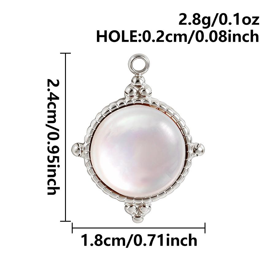 3pcs Gold/Silver Color PVD Metal Charms White Shell Stainless Steel Pendants For Jewelry Making Supplies Rhinestone DIY Pendant