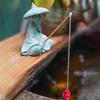 Sitting Fishing Figurine Sandstone Vintage Fish Tank Ornament Mini Fisherman Statue Asian Zen Decoration for Fish Tank Pot Garden Home Aquarium
