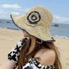 Summer Hat Women Flower Sun Hat Foldable Wide Brim Sunshade Outdoor Sunhat Traveling Vacation Korean Sunscreen Beach Accessories