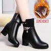 Women's Boots 2025 Winter New Collection Plush Cotton Boots Women's Pearl Middle Heel Boots Middle Heel Boots Thick Heel Women's