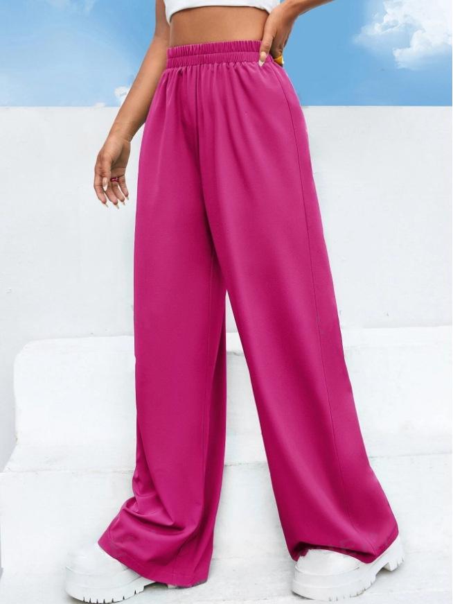 

2026 Women s Solid Color Loose Yoga and Fitness Straight-Leg Wide Pants Small рожевий червоний колір