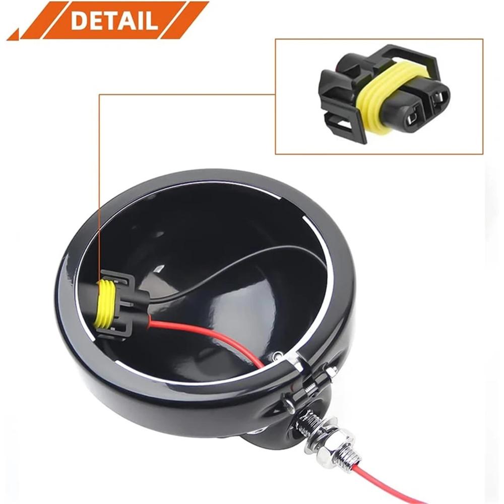 Black/Chrome Housing Ring Mount Bracket fit for Motorcycle 4 1/2" 4.5 inch LED Auxiliary Spot Fog Passing Light Lamp 2Pcs
