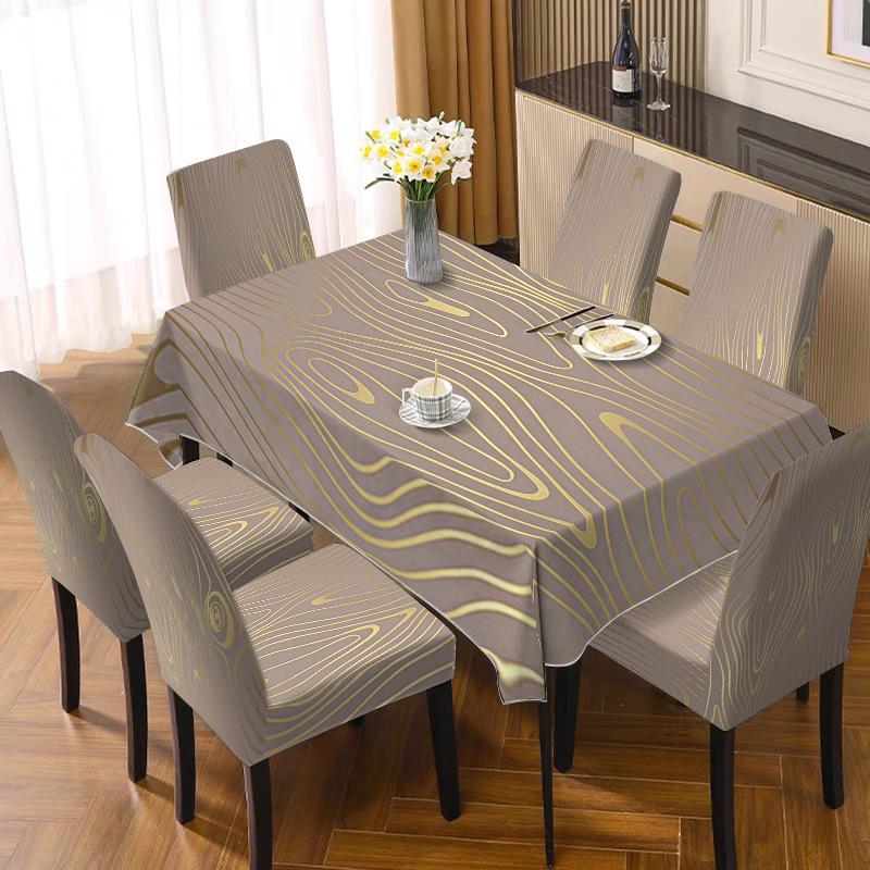 5-7/Pcs Beautiful and Elegant Chair Cover and Tablecloth Set, Featuring Various Printed Patterns Such as Animals/Flowers/Festivals/Geometric/Text, Sui