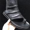Men's Cool Boots High Quality Cow Leather Sandals Casual High Top Cool Boots Summer Open-toe Cool Boots Designer Pinch Toe Botas