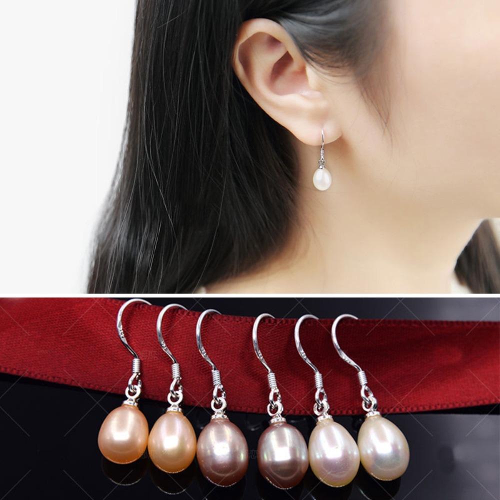 Retro Classic Small Fresh Simple Style Freshwater Pearl Earrings Water Drop Pearl S952 White Ear Hook 0.65g Random Color