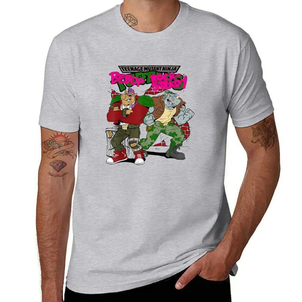Bebop und Rocksteady Graffiti T-Shirt oversized süße Oberteile schlichte weiße T-Shirts Herren 2025 neues Modell