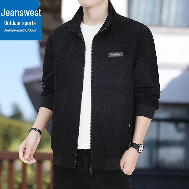 Jeanswest Men's Casual Corduroy Stand-Collar Jacket
