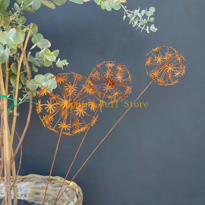 KX4B Rusty Garden Decorative Stakes Metal Flower Garden Decoration Plant Decoration