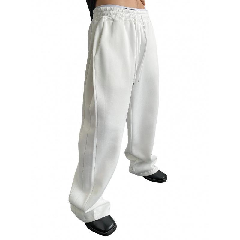 Men's 2025 European & American Style Wide-Leg Drawstring Sweatpants with Pockets